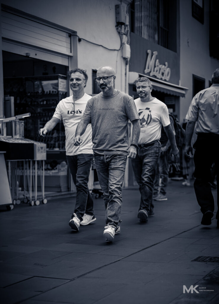 in step